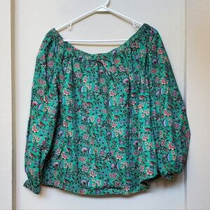 Boden Melanie Green Lagoon Off Shoulder Blouse.  Size 14